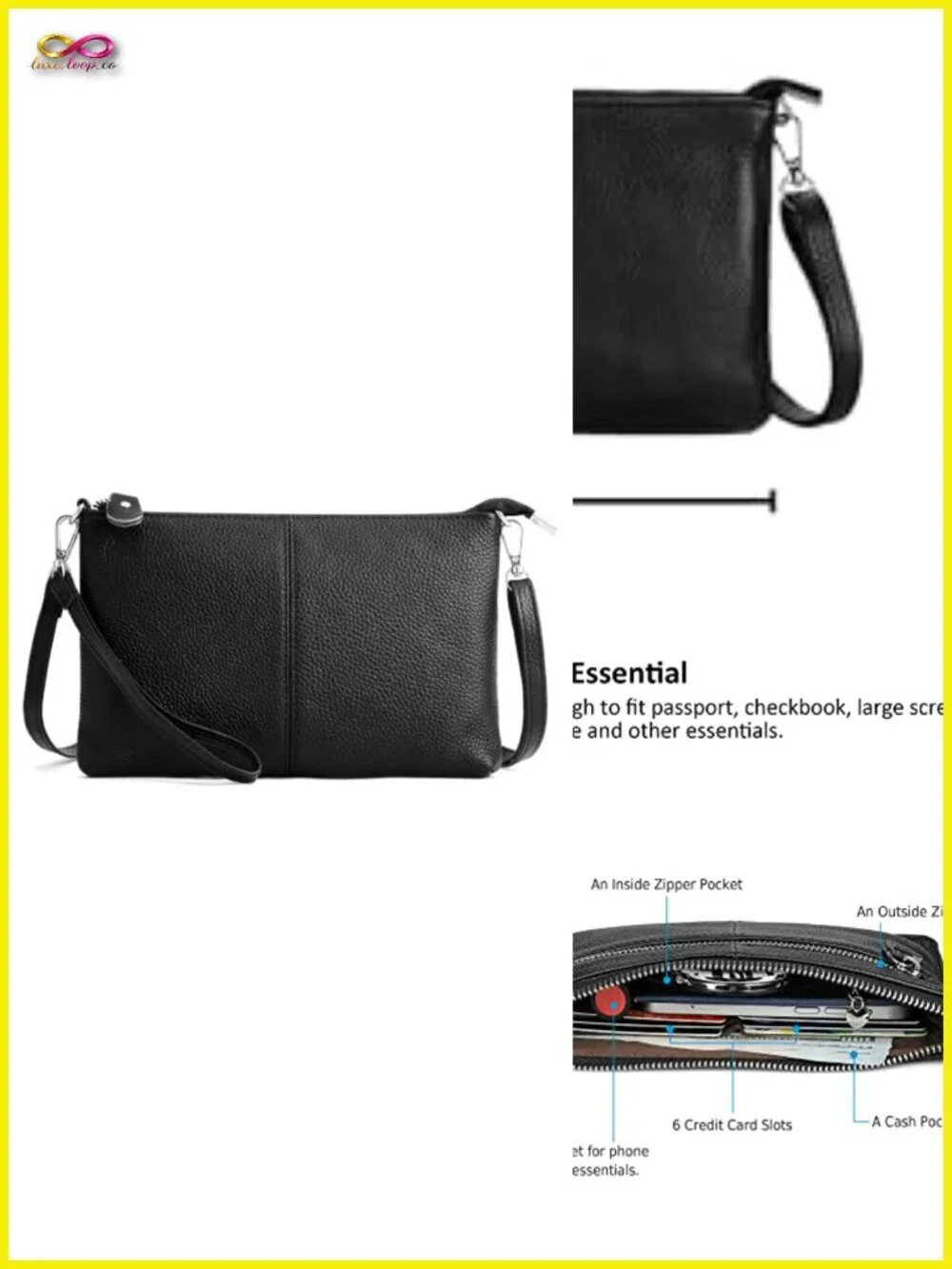Genuine Leather Wristlet Clutch Crossbody Bag with RFID Card Slots